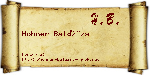 Hohner Balázs névjegykártya