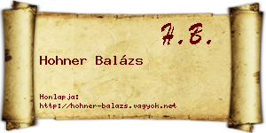 Hohner Balázs névjegykártya